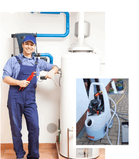 Commercial heating system power flushing banner